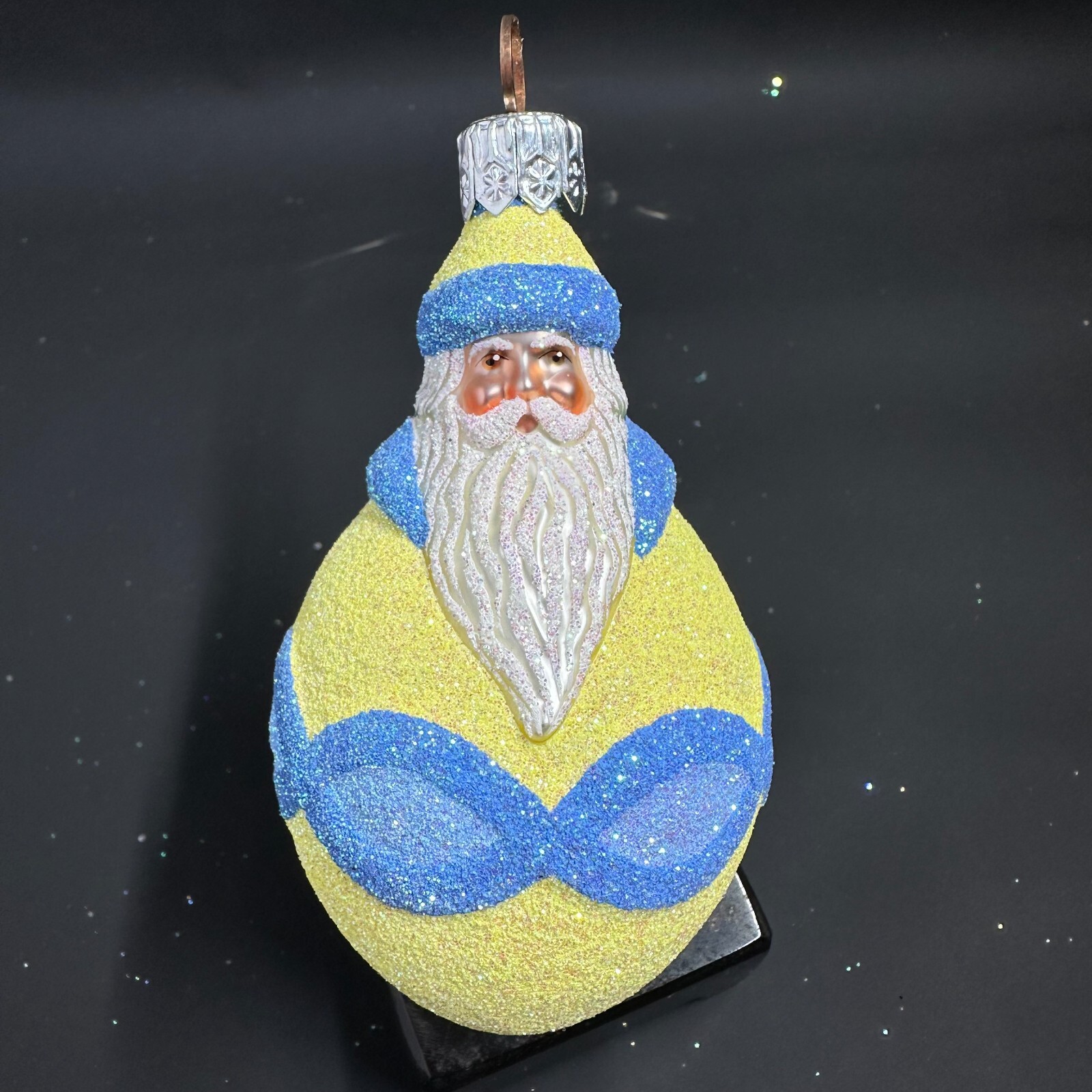 2001 Patricia Breen Miniature Faberge Santa Yellow Blue 3.46\