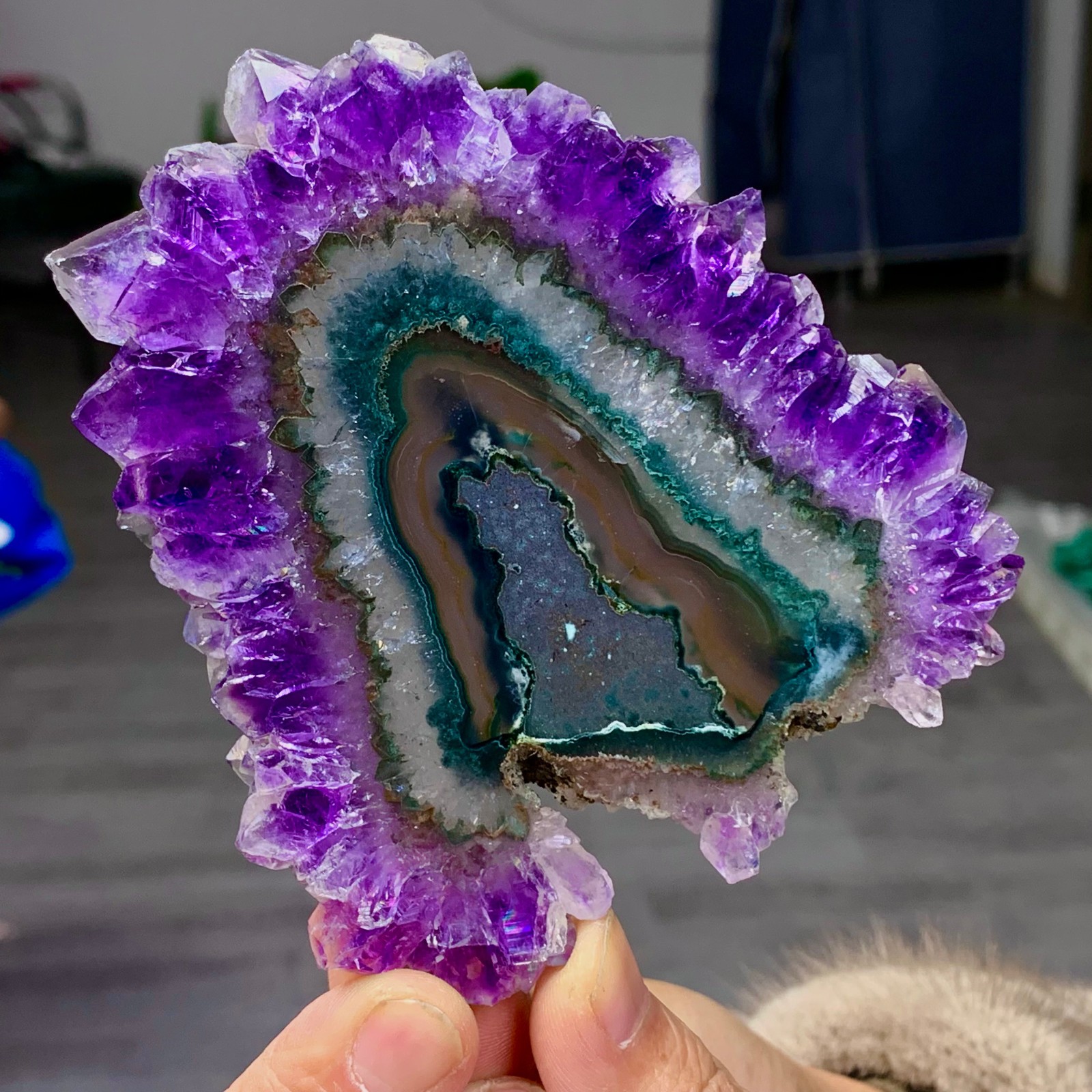 109G Natural high-quality Amethyst agate quartz cluster slice crystal mineral