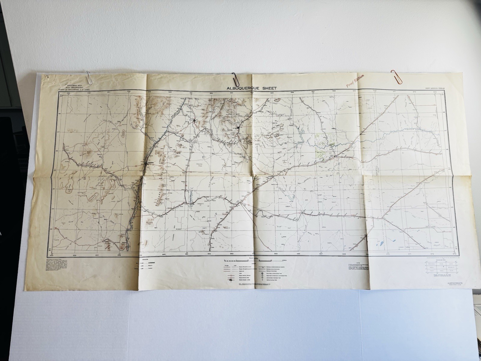 Vintage 1940s Albuquerque Sheet New Mexico Topographic Map Proof Edition 42x24