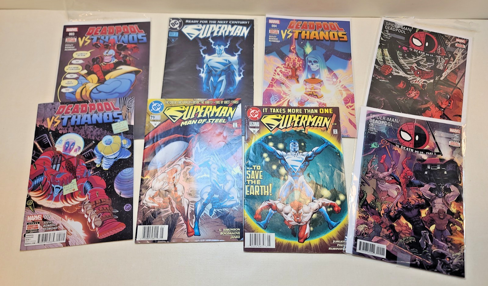 Mixed Marvel & DC Comics Lot – 8 Issues Featuring Superman, Deadpool, Spider‑Man