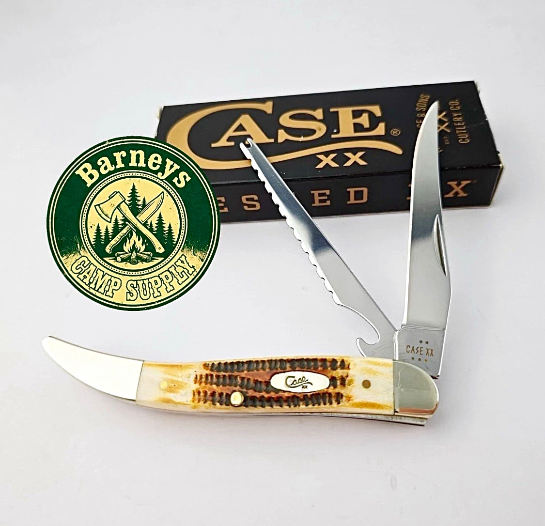 Case XX Model XX Slipjoint 2-Blade Clip Point SS Bone Handle Fish Scaler