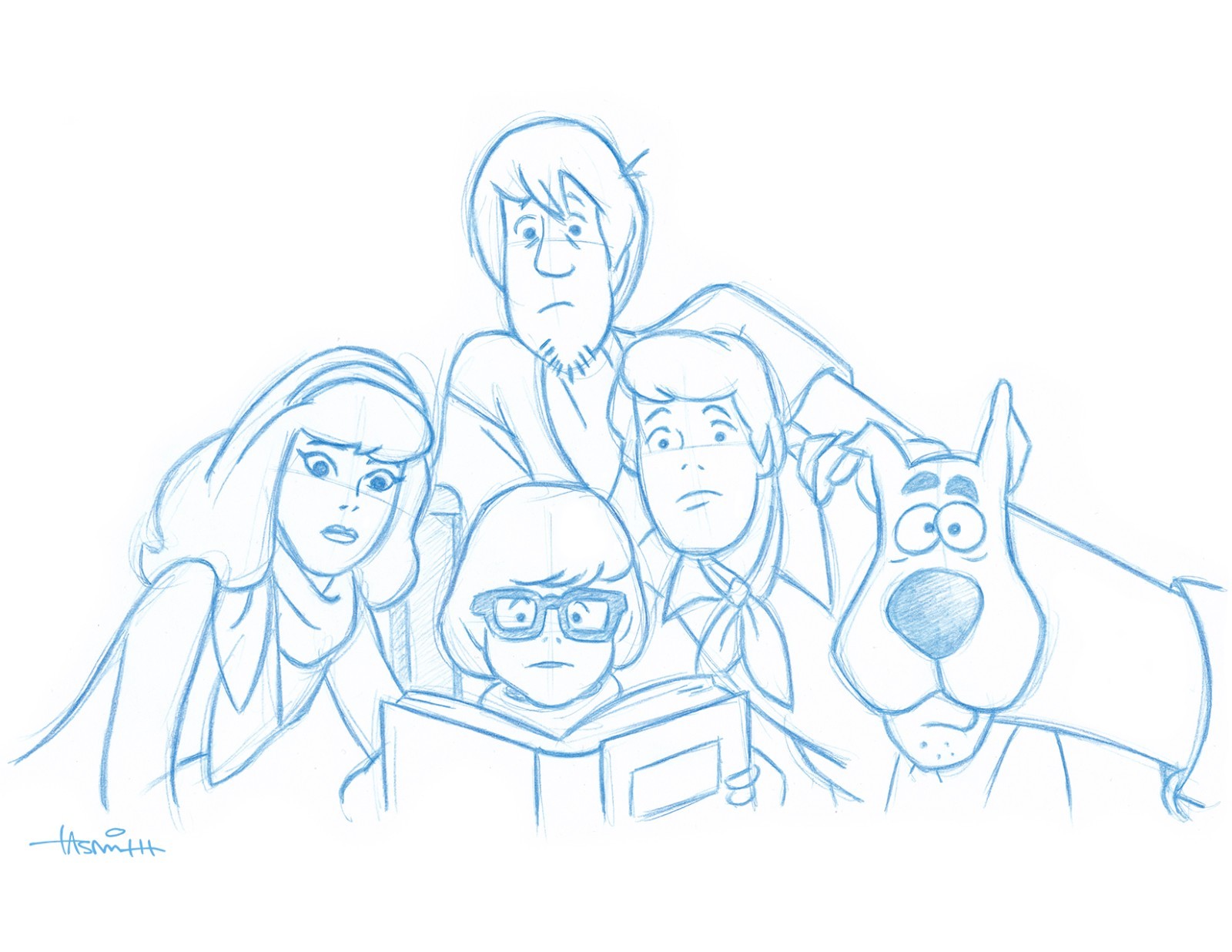 Scooby-Doo Convention Blue Line Sketch by Animator - Original Art Drawing - Rare