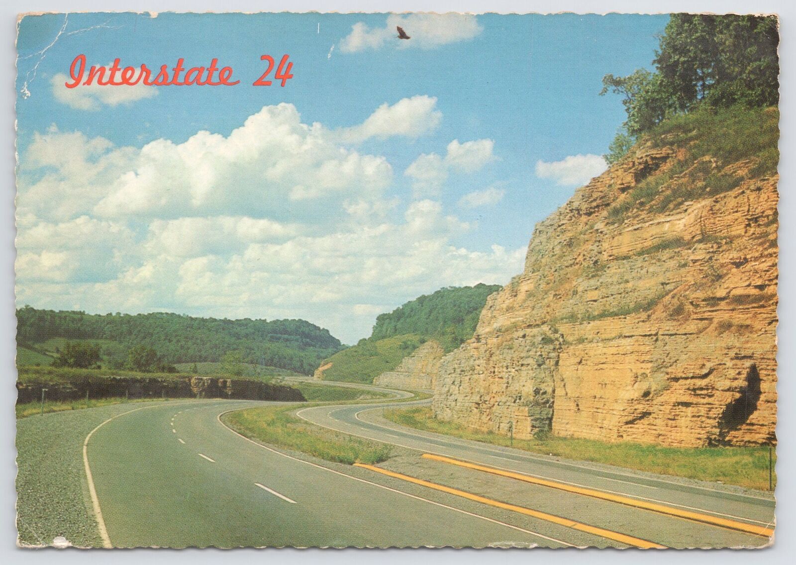 Tennessee~Interstate 24~Bluffs on Right~Continental Postcard