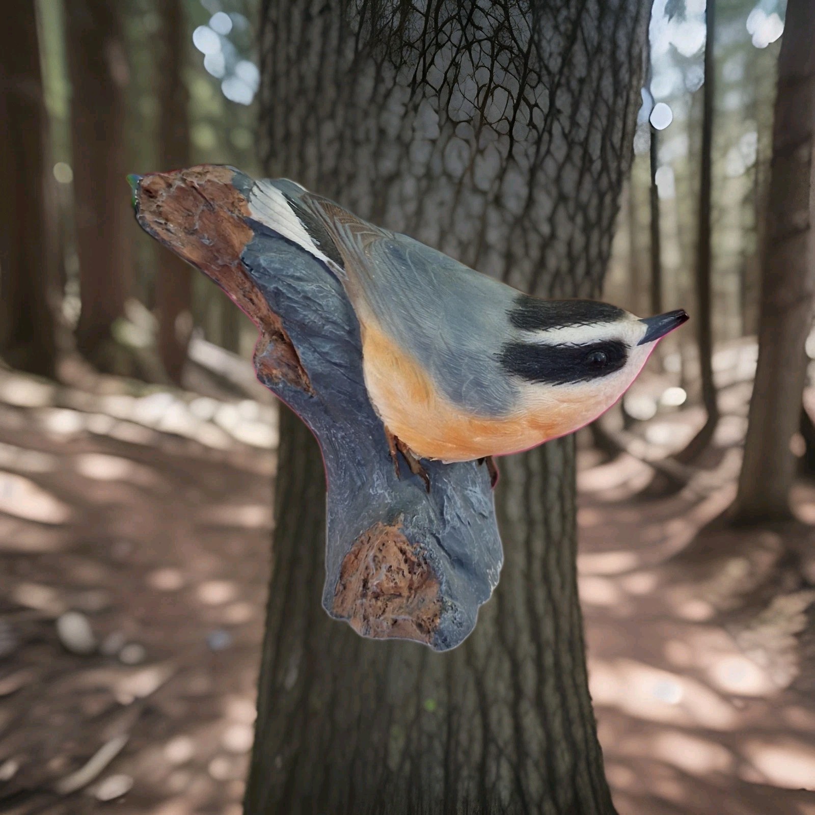 Wild Backyard Birds Hand Carved Resin? Collection Red Breasted Nuthatch Signed 