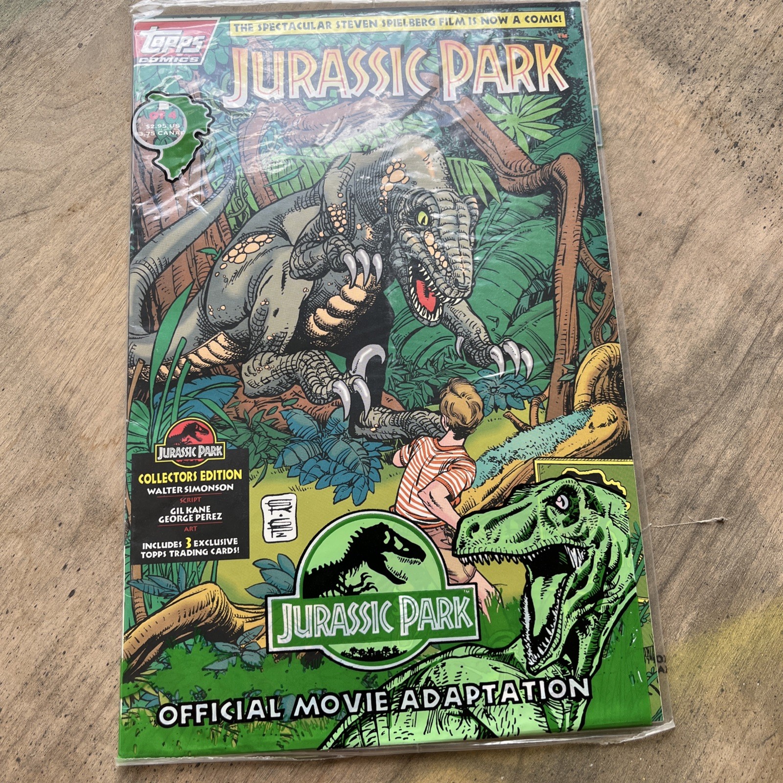 Sealed 1993 Topps Comics Jurassic Park #1 w/ 3 Trading Cards W. Simonson G. Kane Sealed 1993 Topps Comics Jurassic Park #1 w/ 3 Trading Cards W. Simonson G. Kane