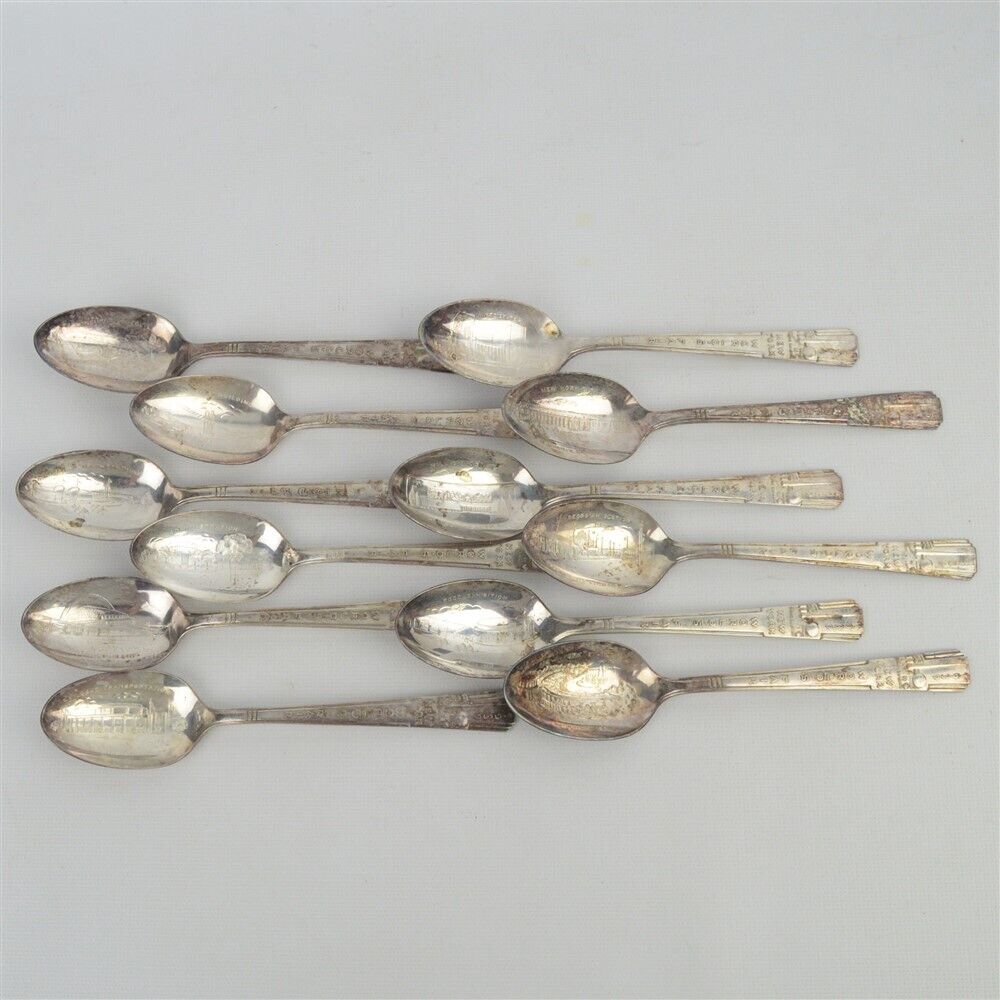 Vintage set of 12 WM Rogers Silverplated 1939 New York World\'s Fair Spoons 