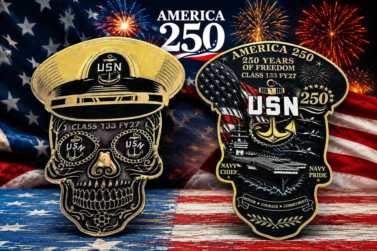 4” CPO Class 133 FY27 Sugar Skull Challenge Coin.