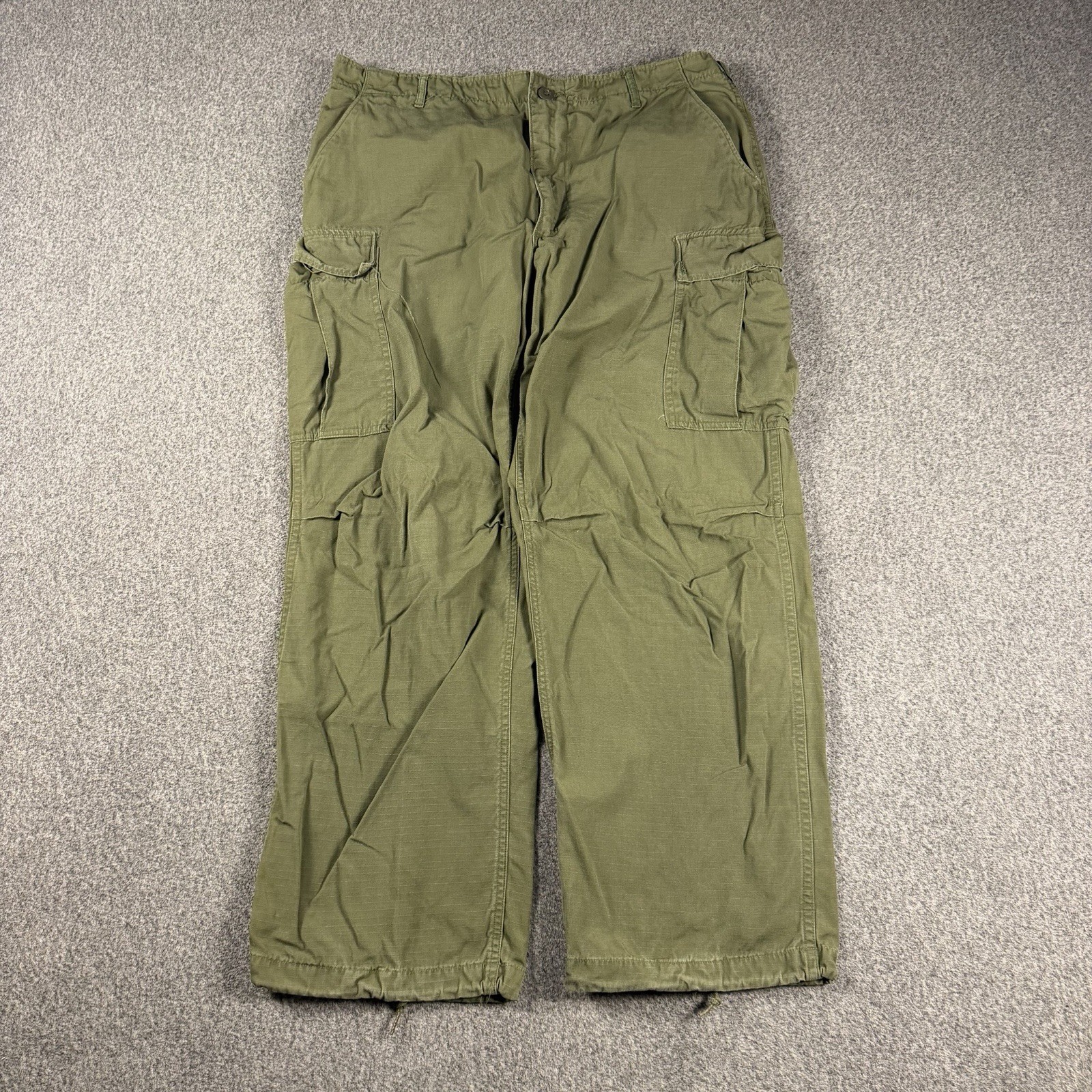 Vintage 60s OG-107 Ripstop Poplin Combat Trousers Large Fatigue Military 36x29