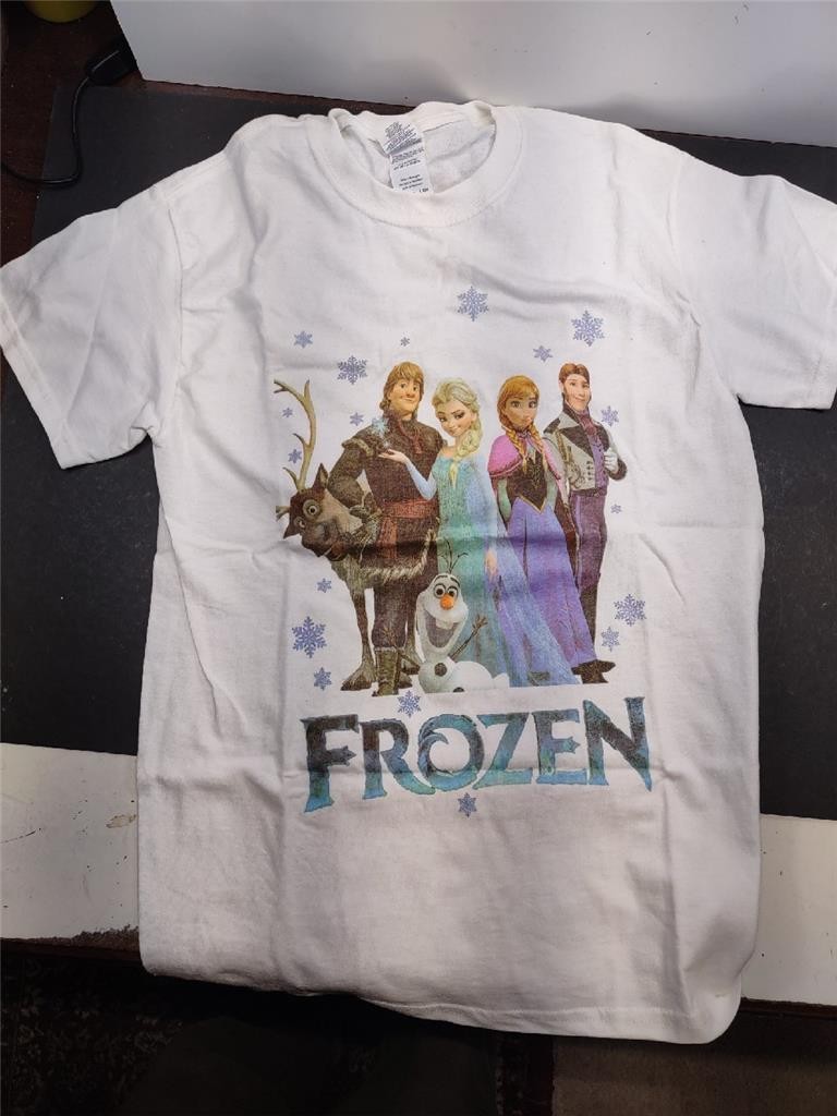 Original Early FROZEN Movie Character GILDAN White Cotton T Shirt Small Size New