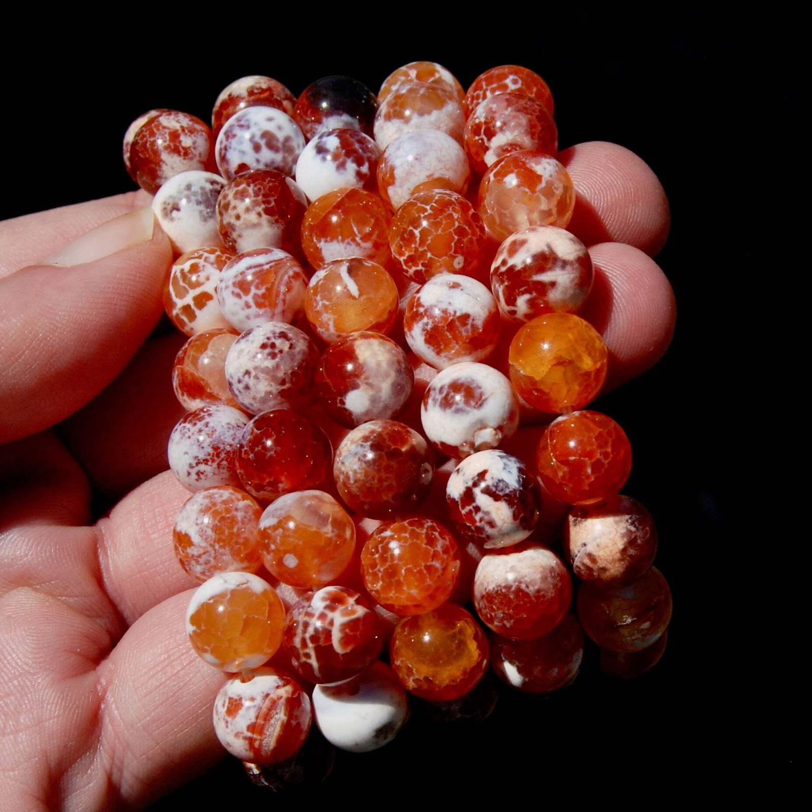 Mexican Fire Agate Crystal Bracelet, 10mm Beads