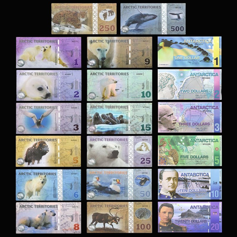 20 Pcs Arctic Territories, Antarctic Animal, 1-500, Penguin, UNC, 