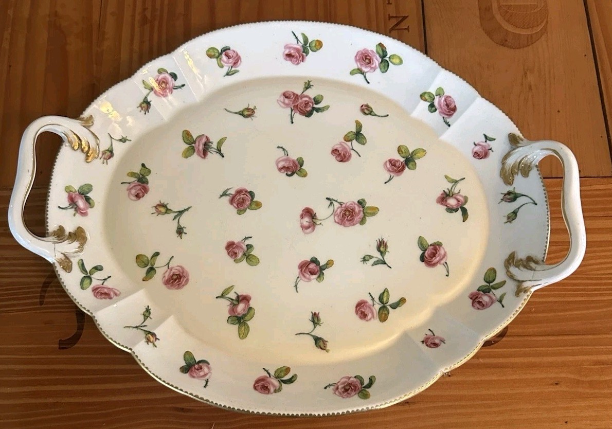 RARE 1700s French Antique SEVRES Soft Paste Porcelain Platter Tray Pink Rose RARE 1700s French Antique SEVRES Soft Paste Porcelain Platter Tray Pink Rose