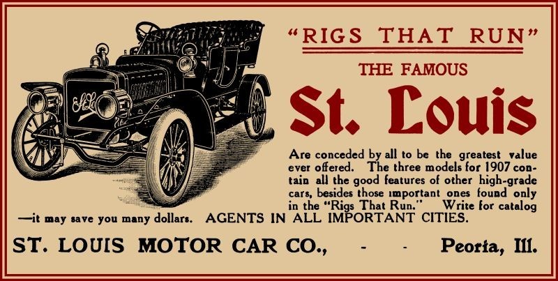1907 St. Louis Motor Car of Peoria, Illinois NEW Sign 9x18