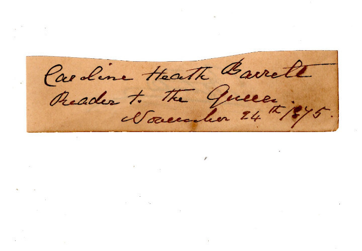 Caroline Heath Signed Clip 1875 / Autographed Actress, Reader to Queen Victoria