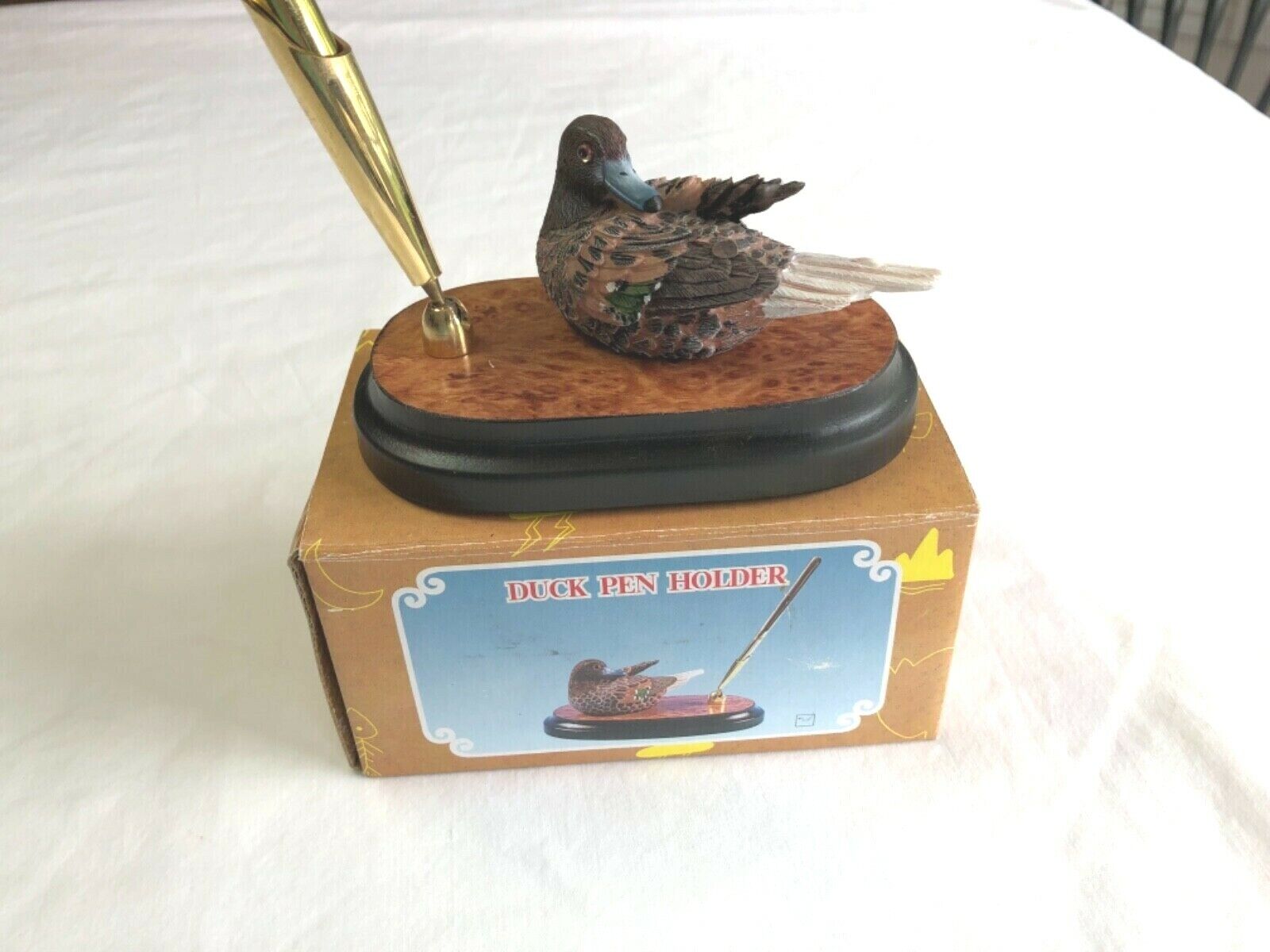 DUCK PEN HOLDER WITH PEN NEW OLD STOCK IN BOX FOR DESK DISPLAY A6