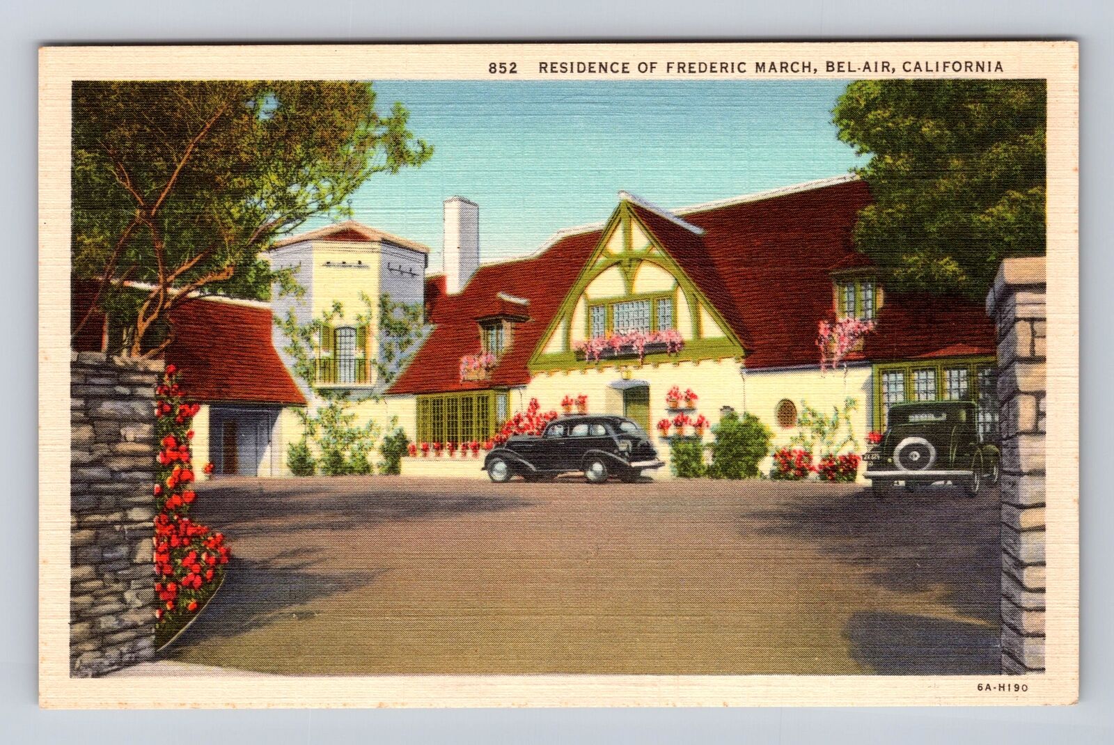 Bel-Air CA-California, Residence of Frederic March, Antique Vintage Postcard