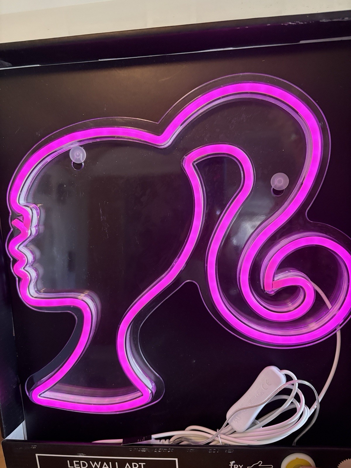 NEW 2023 Barbie Neon Silhouette LED Wall Art Pink Mattel BAB1072BX- HTF RARE