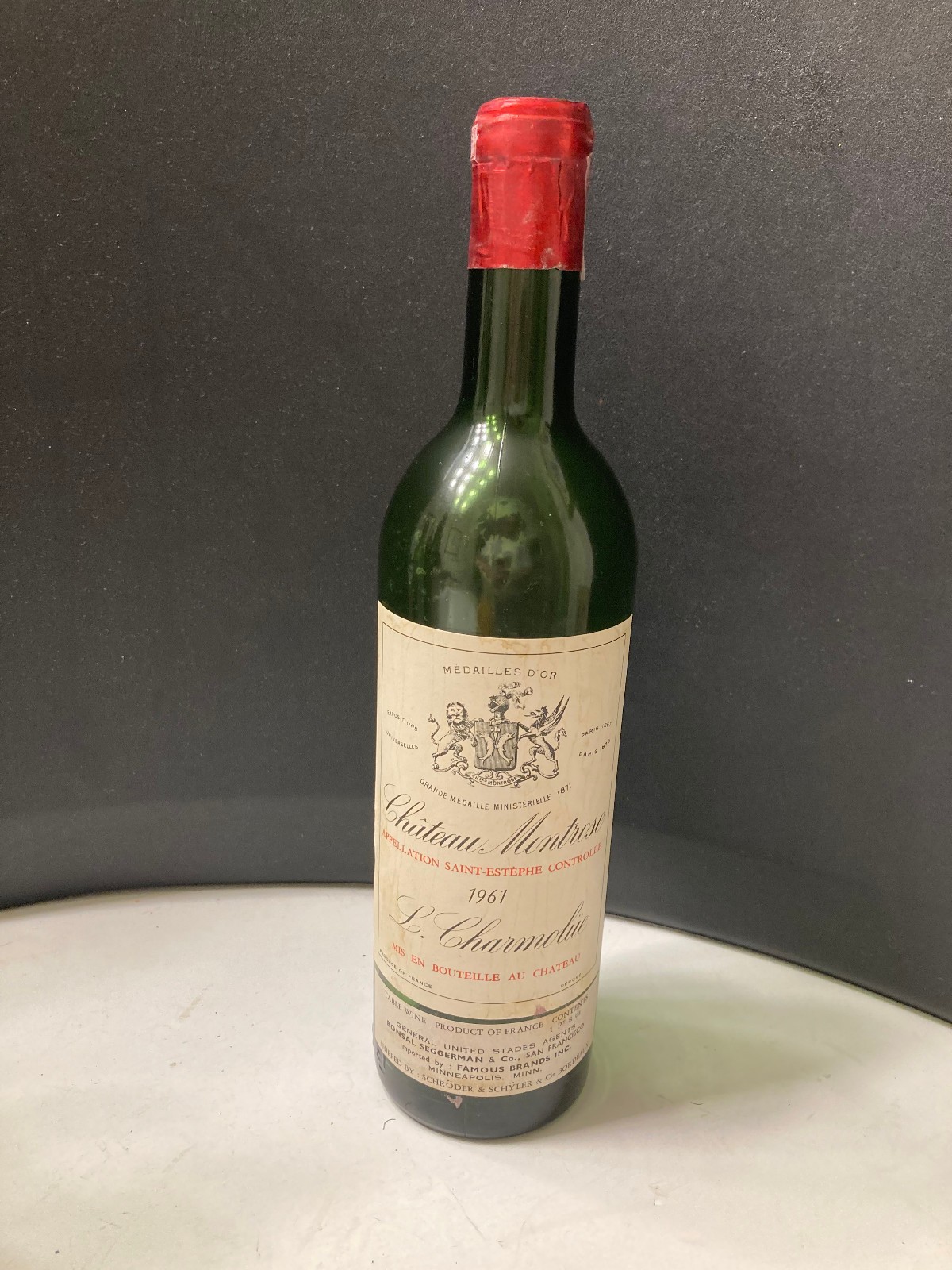 $693  RARE 1961 Chateau MONTROSE BORDEAUX Empty Wine Bottle FOIL & CORK
