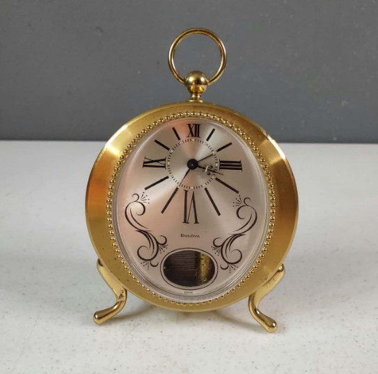 Vintage Bulova Swiss Brass Musical Alarm Clock TESTED