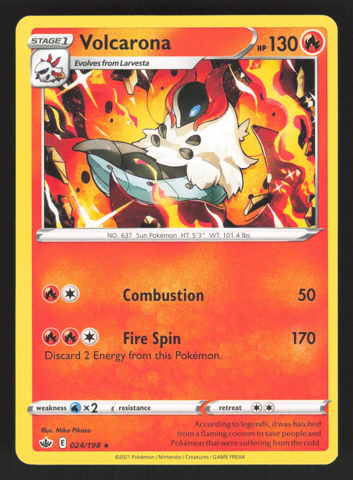 English NM Volcarona 024/198 SWSH06 Pokemon SWSH06: Chilling Reign