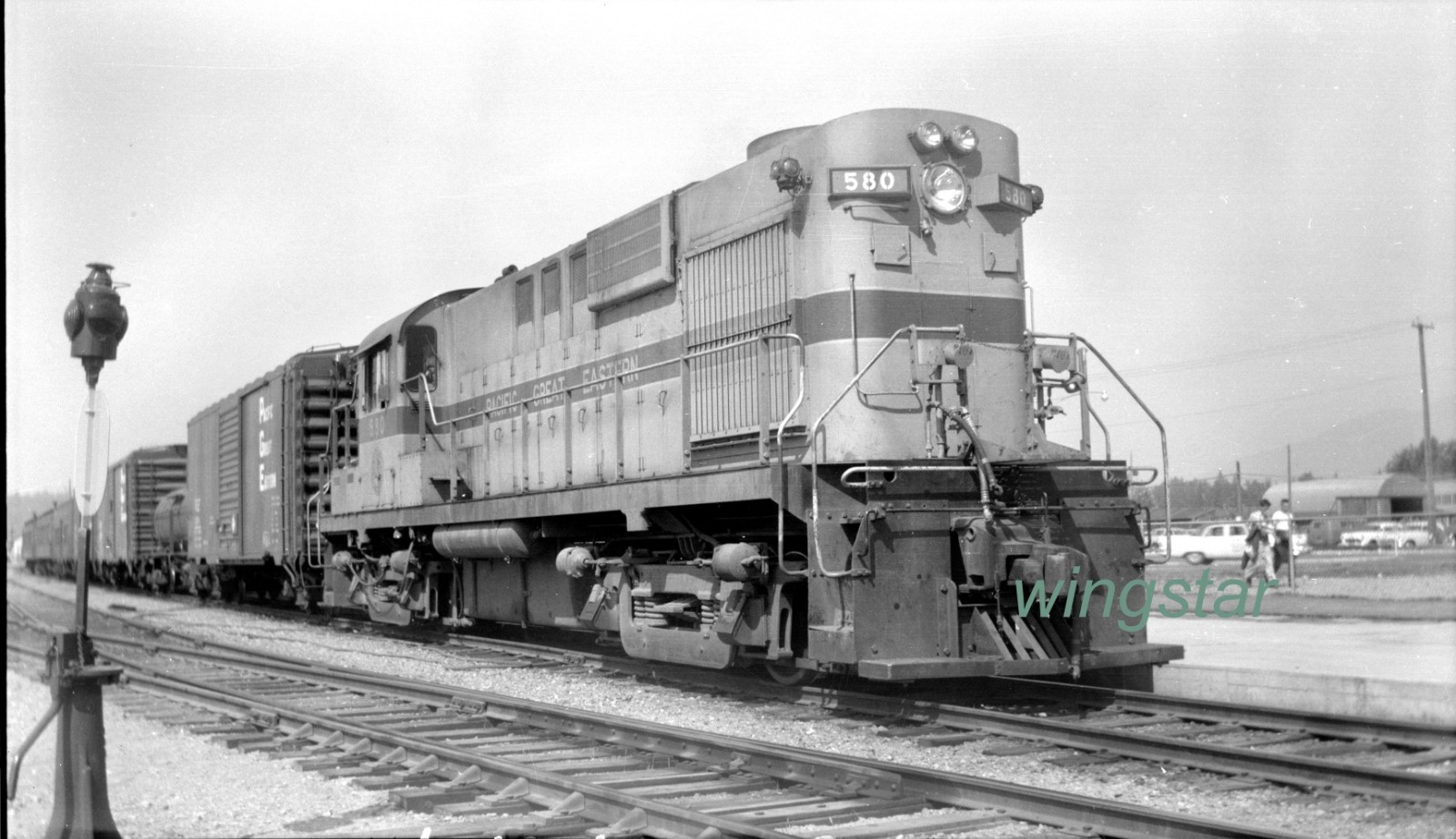 Original Negative Pacific Great Eastern Railway PGE 580 1950s Cars RR Signal