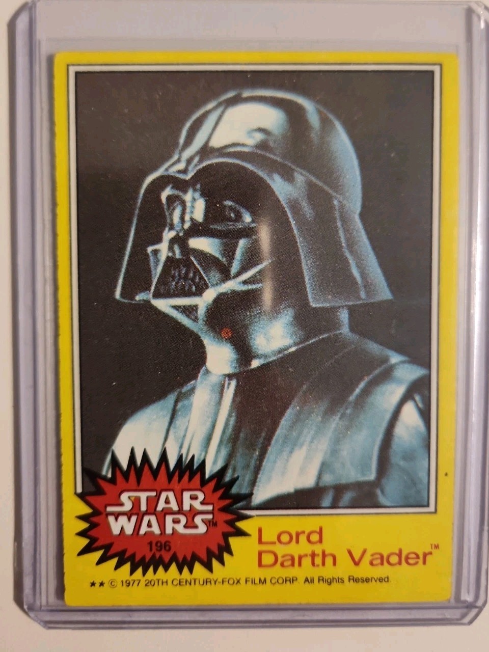 Lord Darth Vader - 1977 Topps Star Wars #196, Vintage Trading Card Yellow 