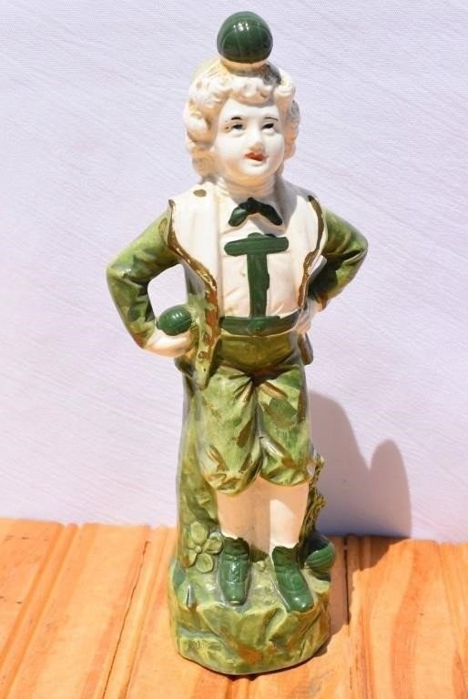 Antique Karl Ens Germany Majolica Green Glazed Jester Figurine Mold 3837 8.5\