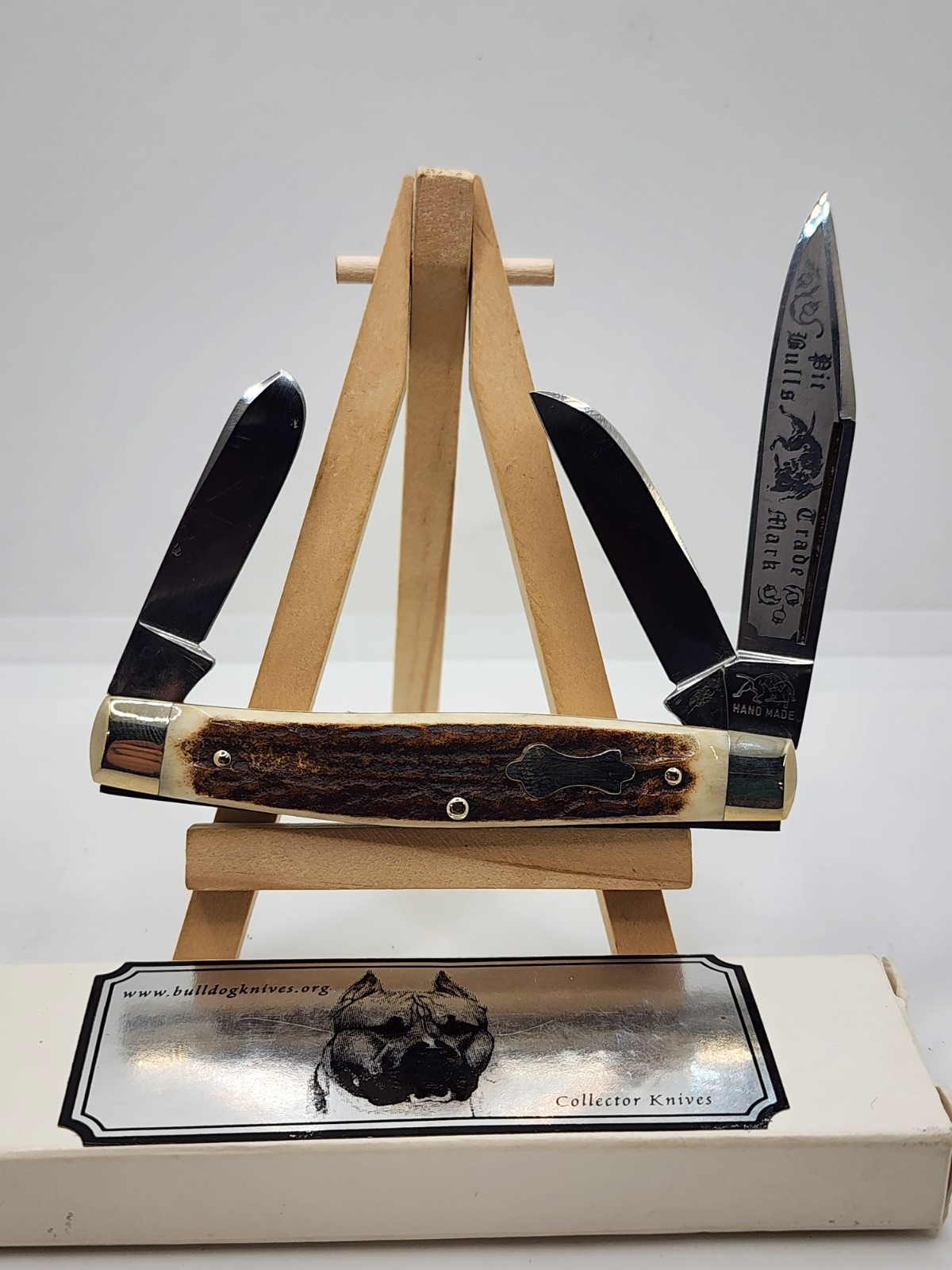 Bulldog Knives Pit Bull Trade Mark Knife 3 Blade Bone Handle Collectors Bulldog Knives Pit Bull Trade Mark Knife 3 Blade Bone Handle Collectors