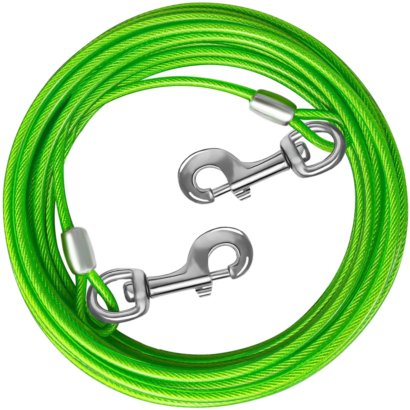 Dog Tie Out Cable, Dog Runner Cable 15FT Green Dog Tie Out Cable, Dog Runner Cable 15FT Green