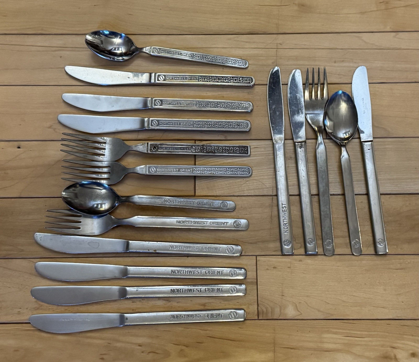 Vintage Lot 17 Northwest Orient Airlines Stainless Flatware Silverware NWA Rare