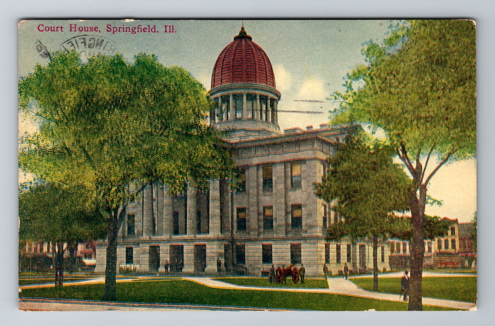 Springfield IL-Illinois, Court House, Antique, Vintage c1912 Souvenir Postcard