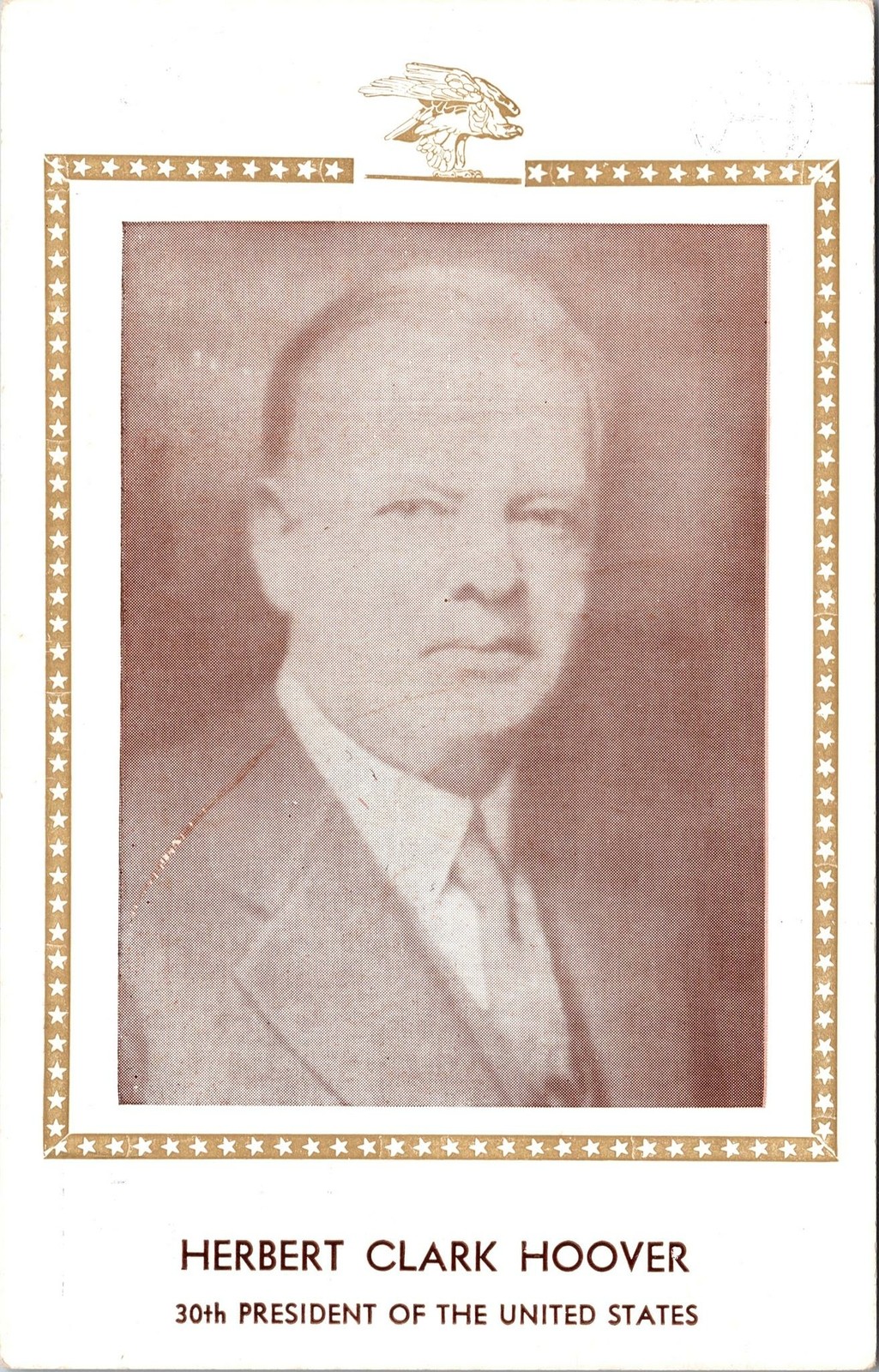 Herbert Clark Hoover 30th President Postcard unused 1940s
