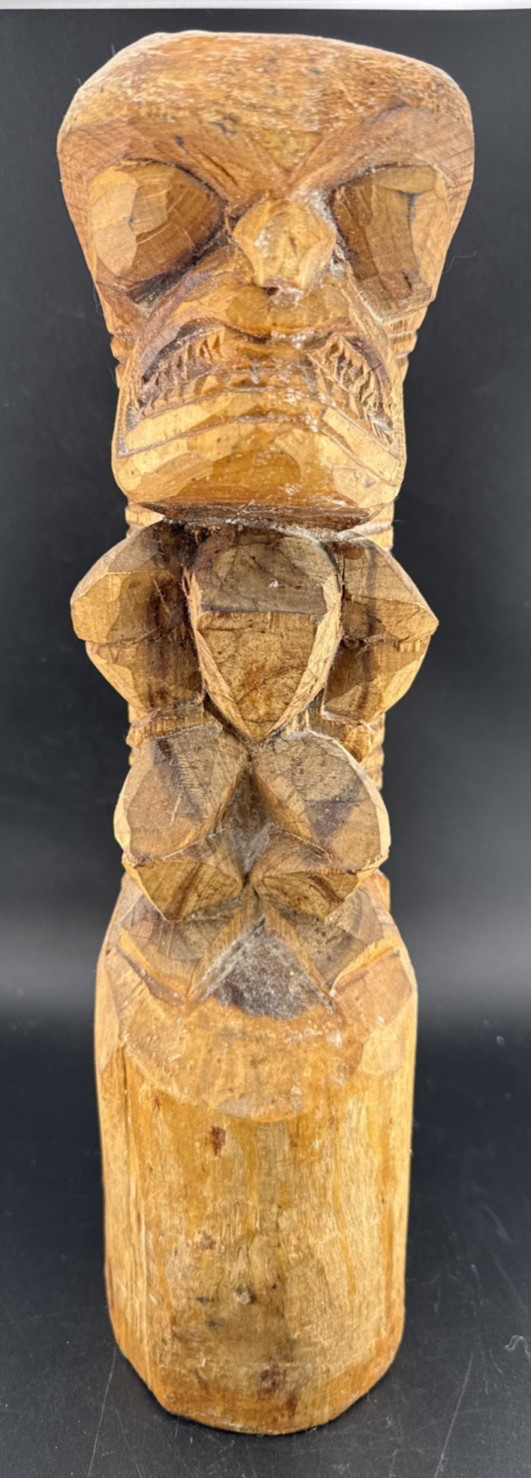 Vintage Hand Carved Wood Tiki Statue 12.5\