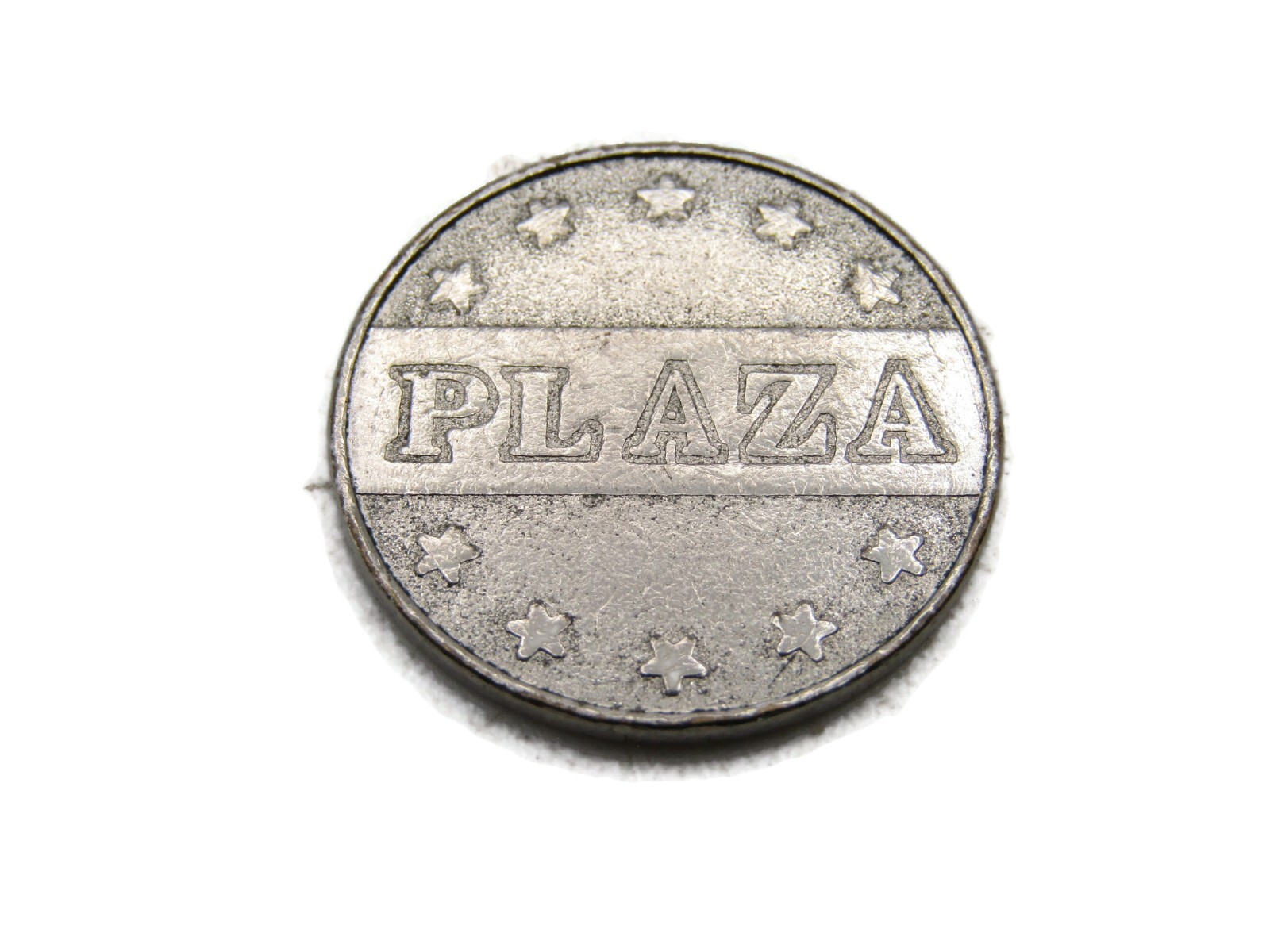 Vintage Plaza Token Coin Arcade Amusement Park Game Silver Tone Metal Stars