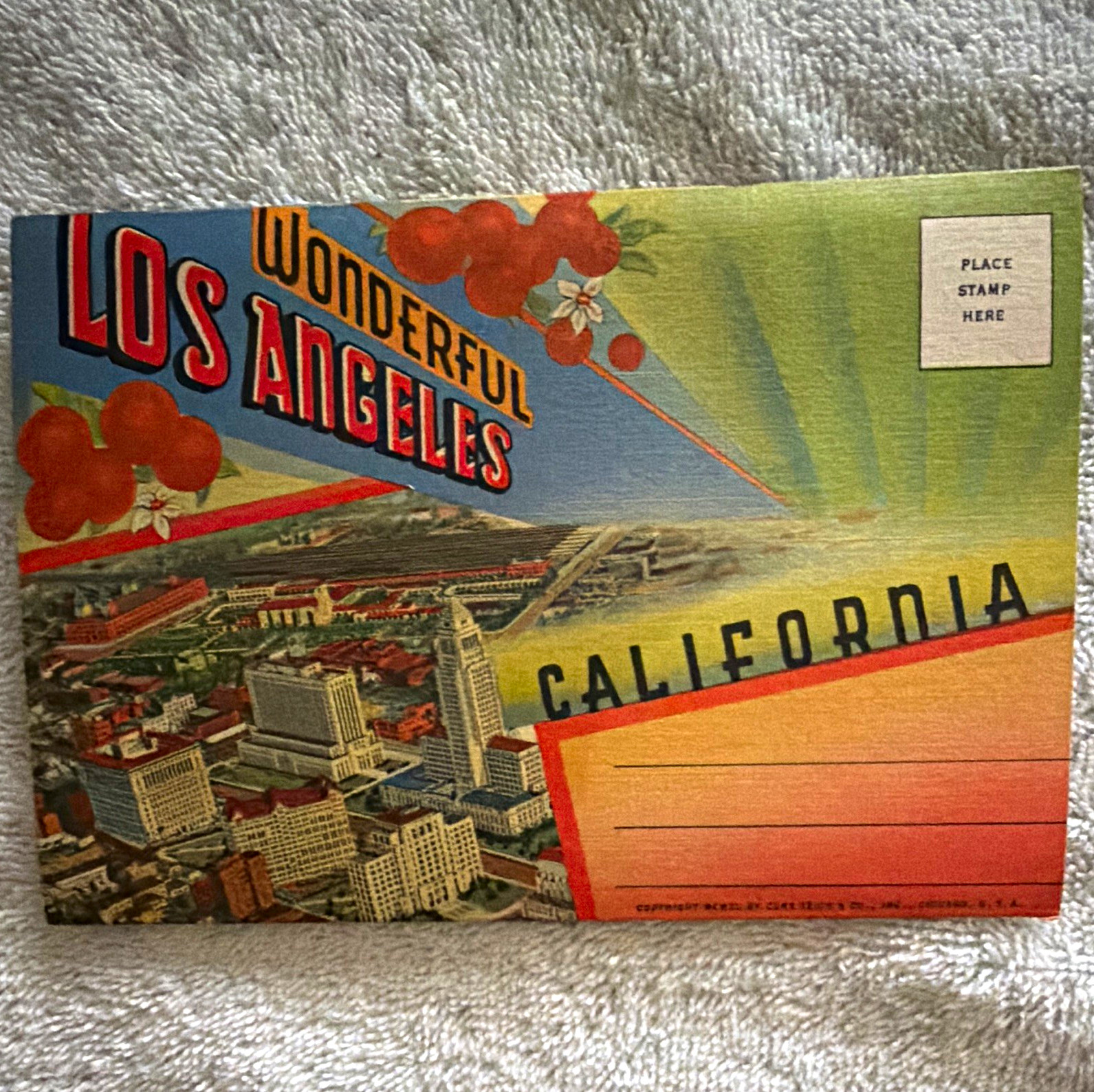 Vintage Unposted Linen Fold-Out Postcard Booklet - Wonderful Los Angeles CA
