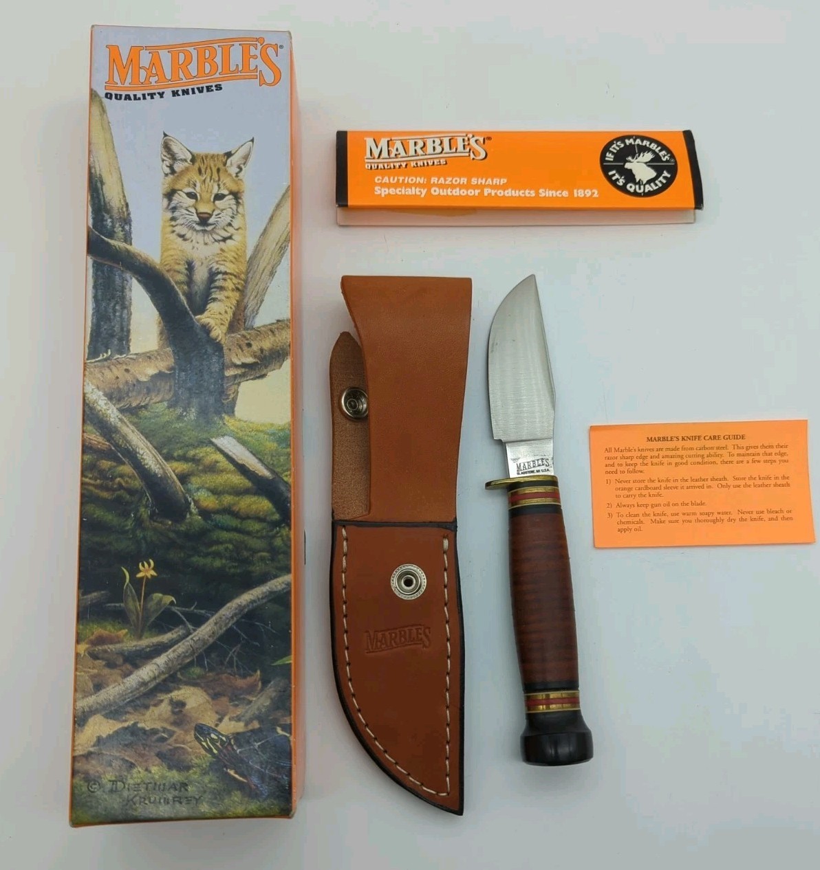 New Marbles USA Trailcraft Stacked Buffalo Leather Knife 8 New Marbles USA Trailcraft Stacked Buffalo Leather Knife 8