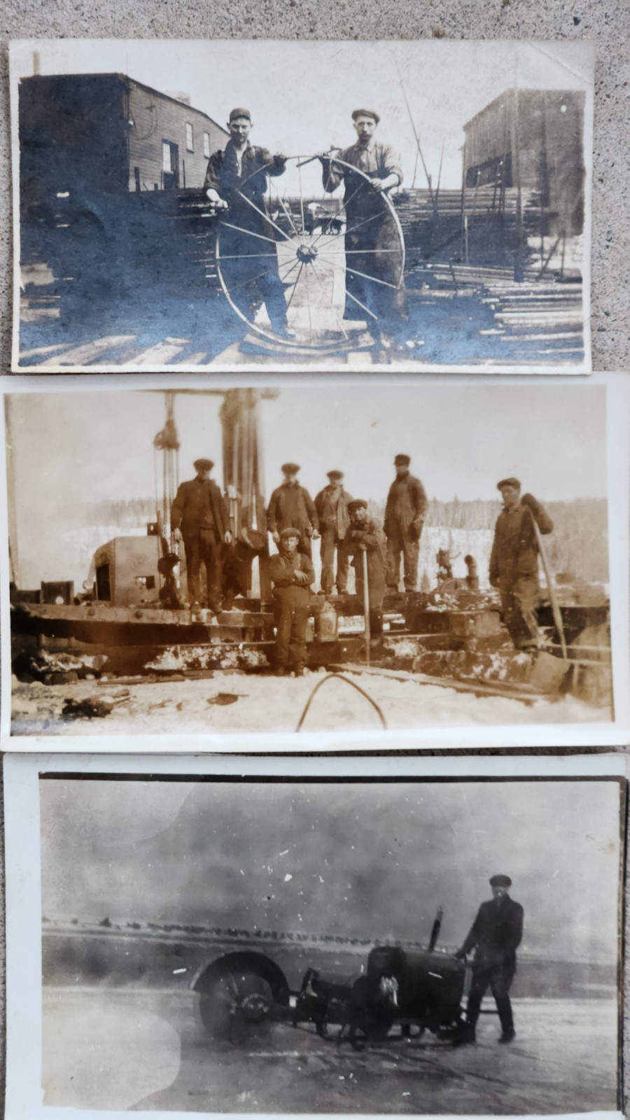 Antique Industrial Photo Lot 3pc Early Oil Drilling Machinery Farm Tractor Antique Industrial Photo Lot 3pc Early Oil Drilling Machinery Farm Tractor