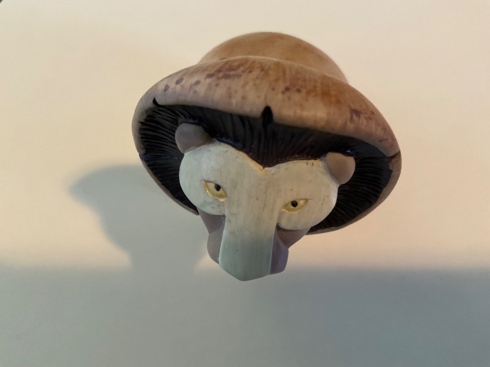 Vintage Enesco Home Grown Mushroom Lion Figurine Handcrafted Wooden Resin 1997