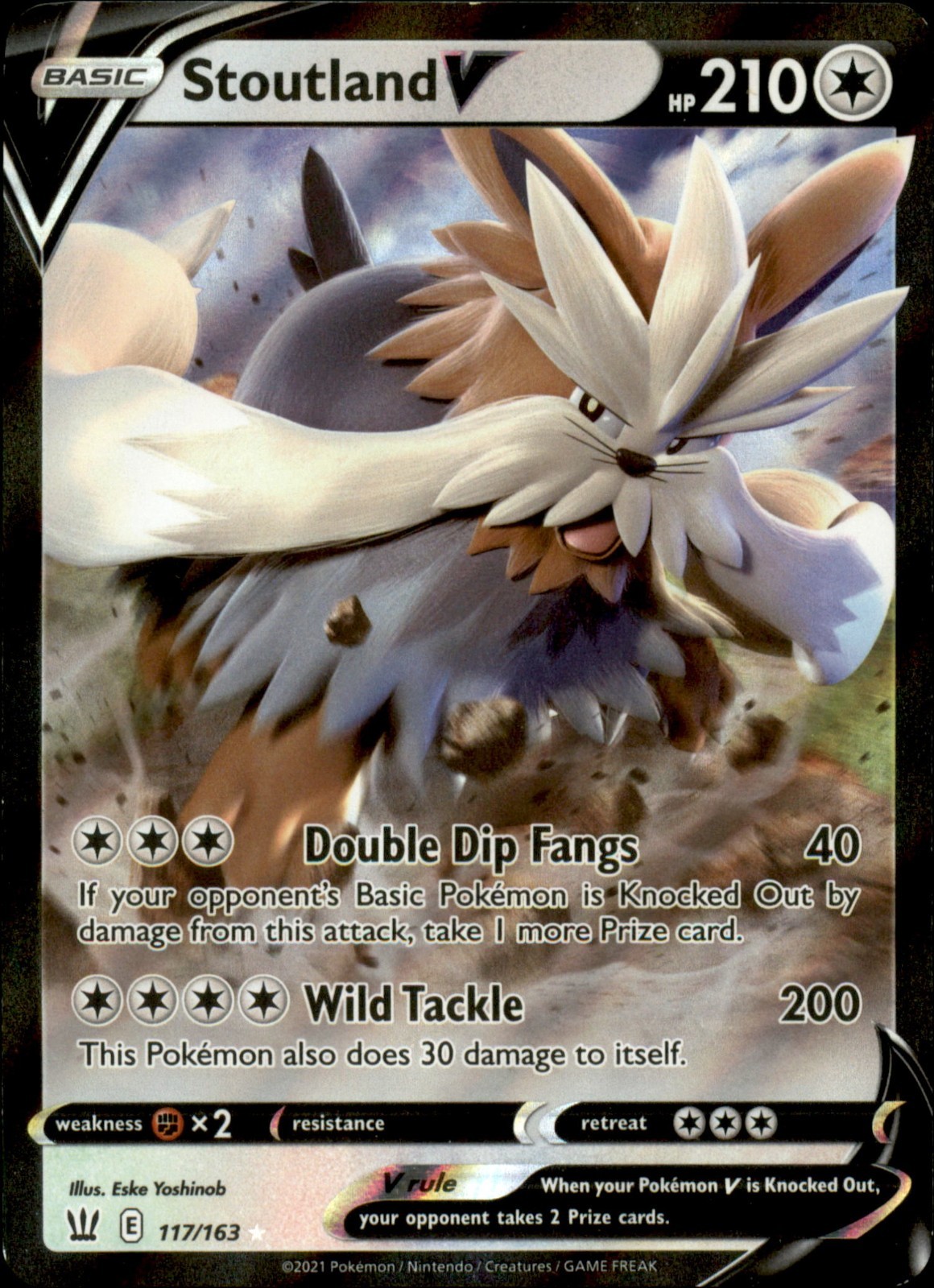 Pokémon - Stoutland V 117/163 - SWSH Battle Styles - Holo Rare Pokémon - Stoutland V 117/163 - SWSH Battle Styles - Holo Rare