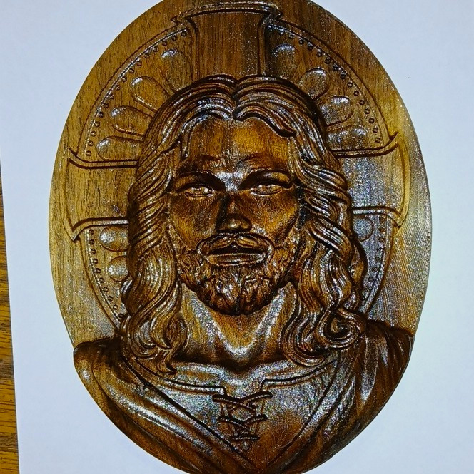 Carved Wood Jesus Christ Oval Relief  Plaque Hanging Decor, Christianity Walnut