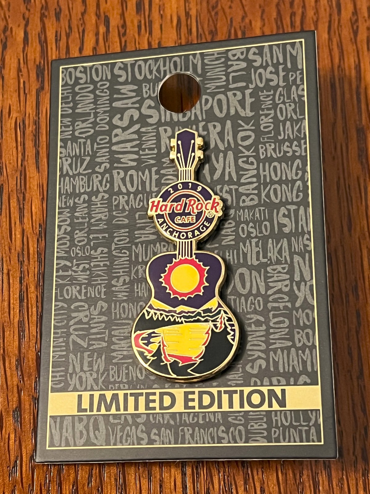 Hard Rock Cafe Anchorage 2019 Midnight Sun Guitar Pin LE 300