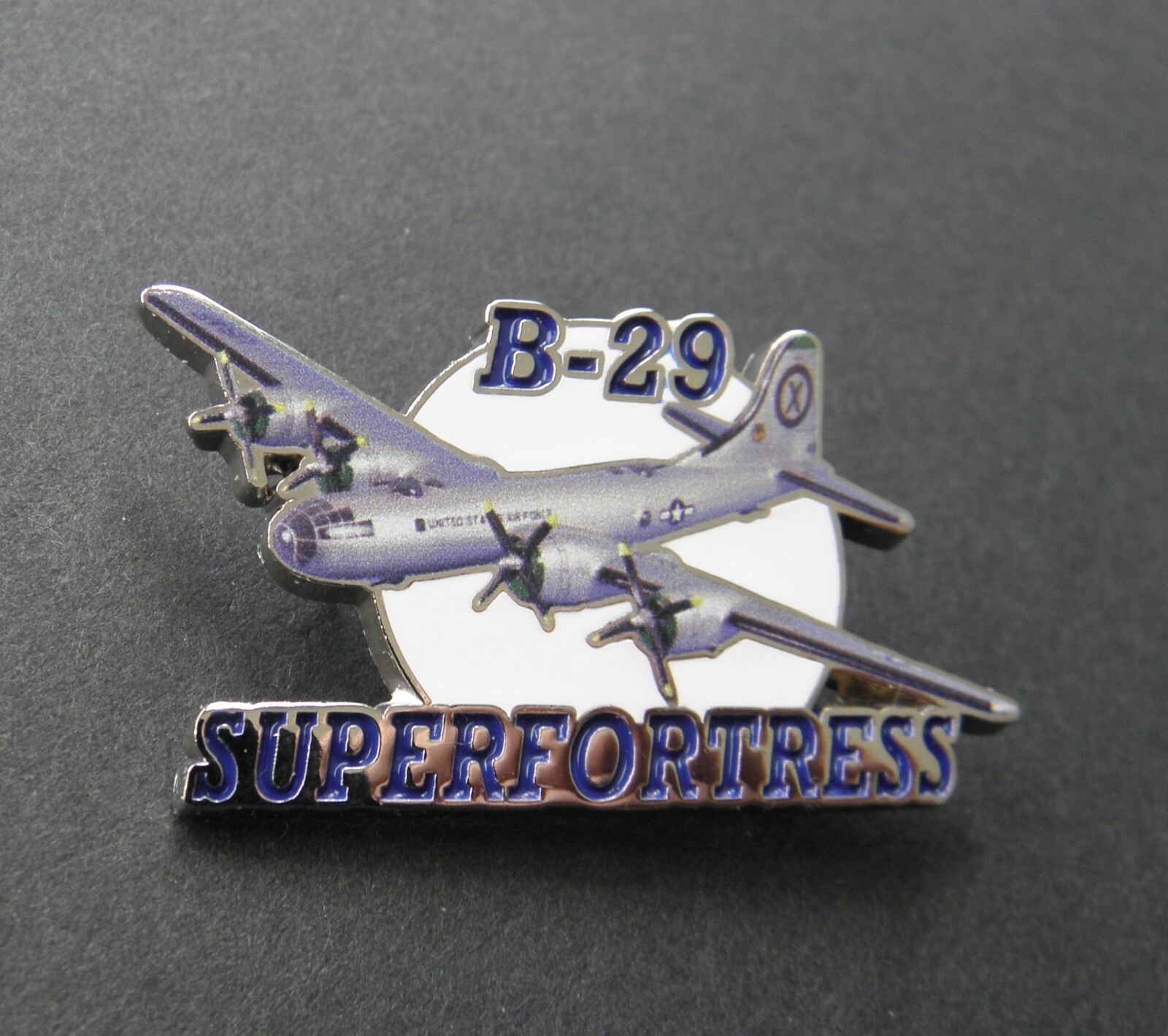 SUPERFORTRESS B-29 AIR FORCE BOMBER AIRCRAFT LAPEL PIN 1.75 inches USAF