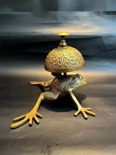 Antique Nautical Brass Frog Desk Bell | Brass Hotel Counter Service Calling Bell
