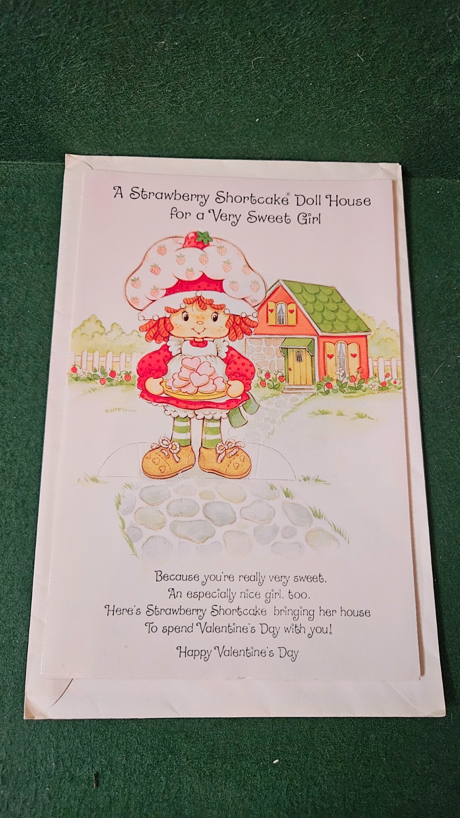 Strawberry Shortcake Vintage 1983 Valentine Paper Doll Dollhouse Greeting Card