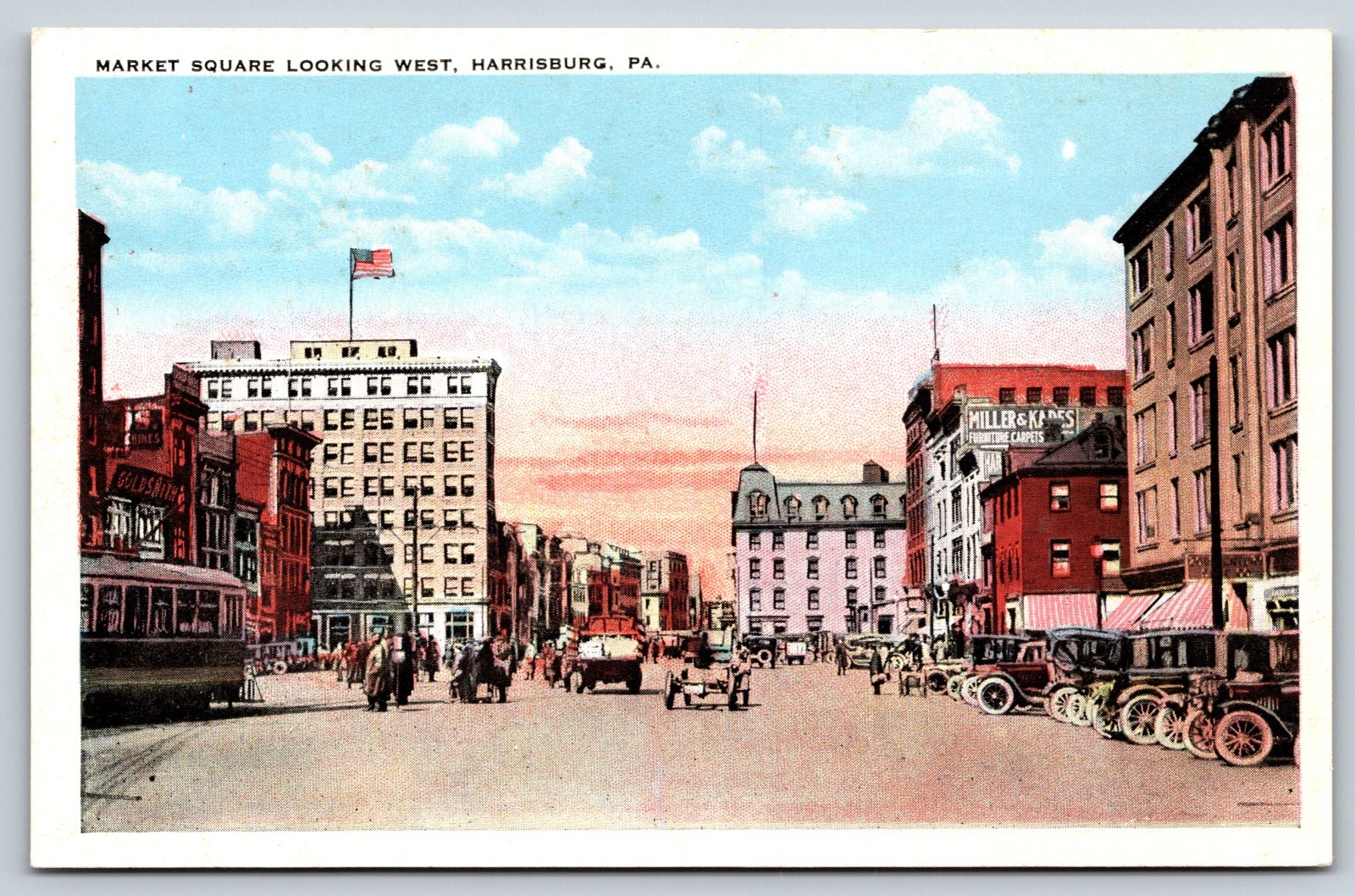 Street View Of Market Square Harrisburg Pennsylvania Postcard