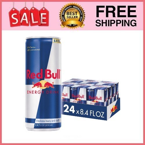 Red Bull Energy Drink, 8.4 fl. oz, 6 Packs of 4 Cans, Taurine& B Vitamins