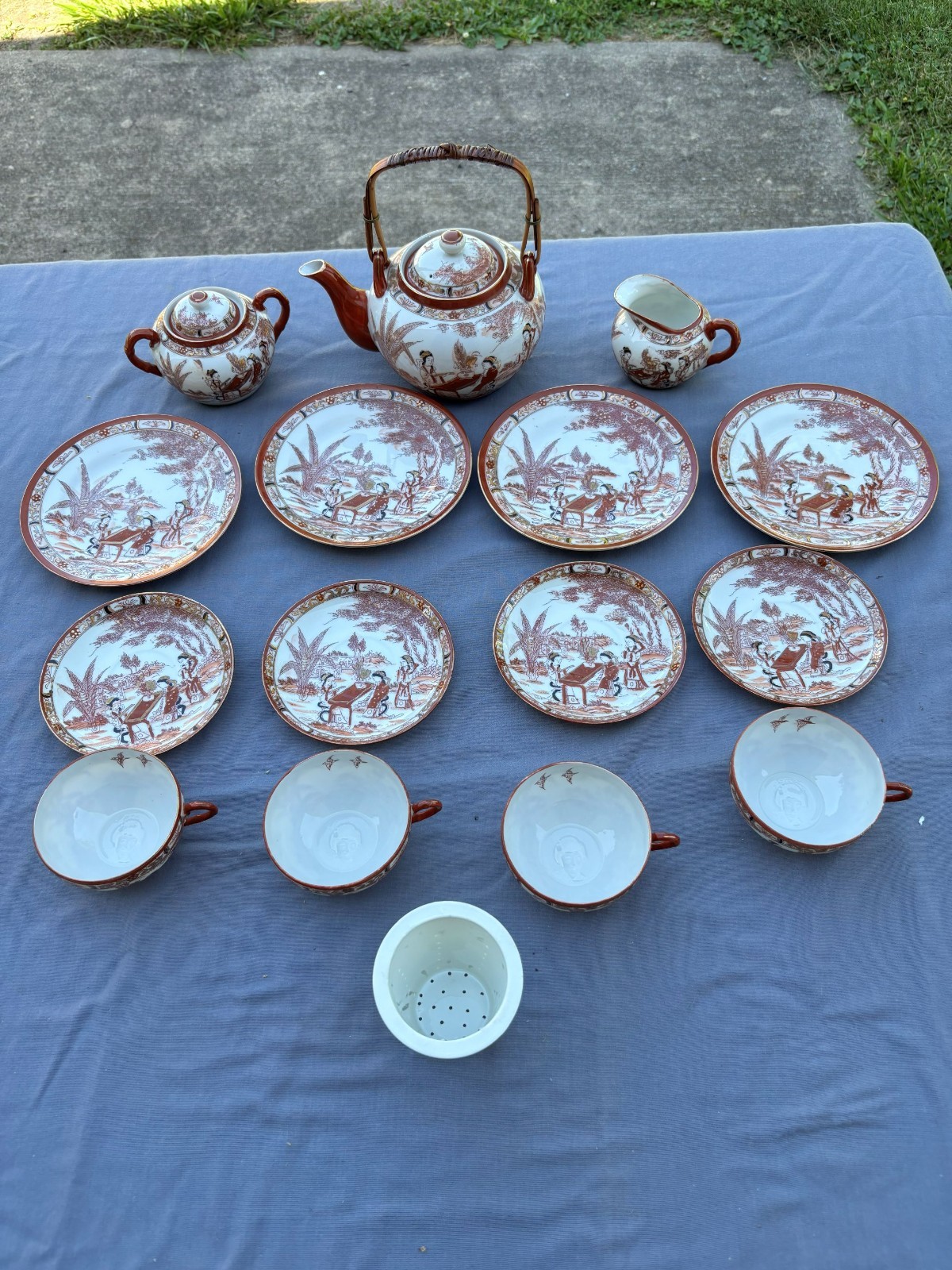 Japanese Kutani  Tea Set Service For 4 Vintage 15 pieces