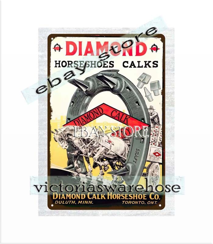 1930s Diamond Horseshoes calks Equestrian Gifts Horse Lovers metal tin sign