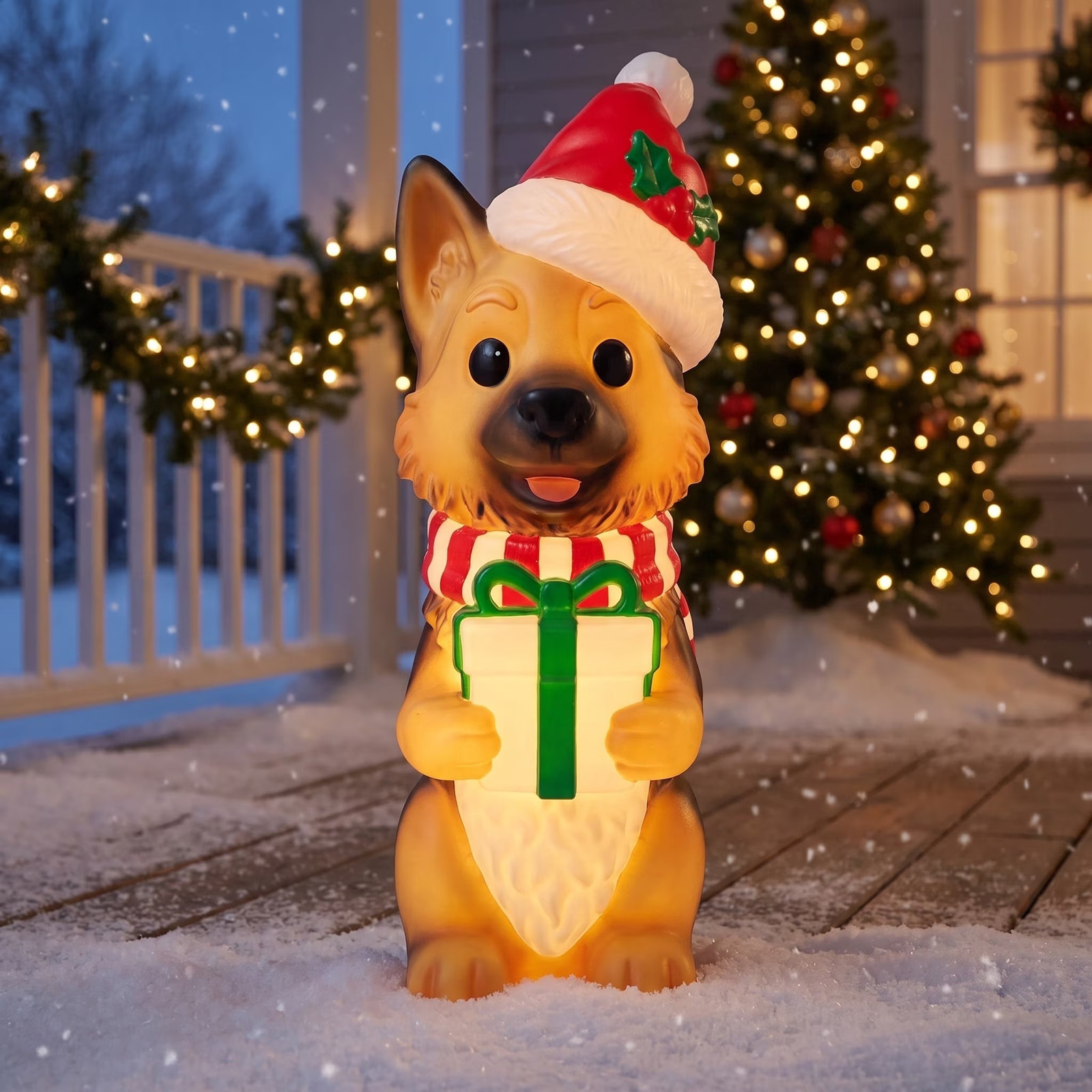 Holiday Time Christmas German Shepherd Dog Light Up Blow Mold In/Outdoor 32” NEW
