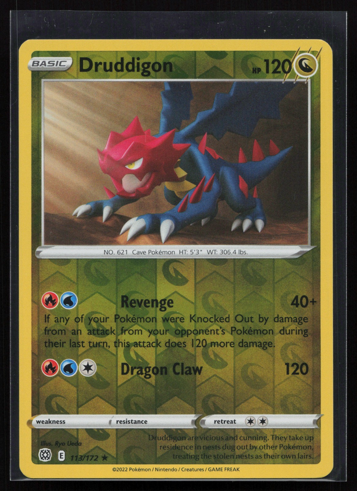 Druddigon 113/172 Rare SWSH09: Brilliant Stars Reverse Holofoil NM